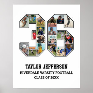 Spelarnummer 36 Senior Sports Team Photo Collage Poster