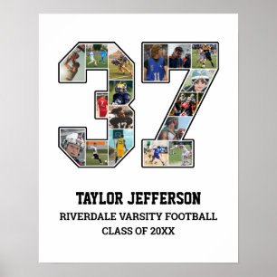Spelarnummer 37 Senior Sports Team Photo Collage Poster