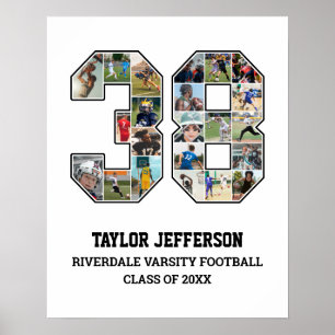 Spelarnummer 38 Senior Sports Team Photo Collage Poster