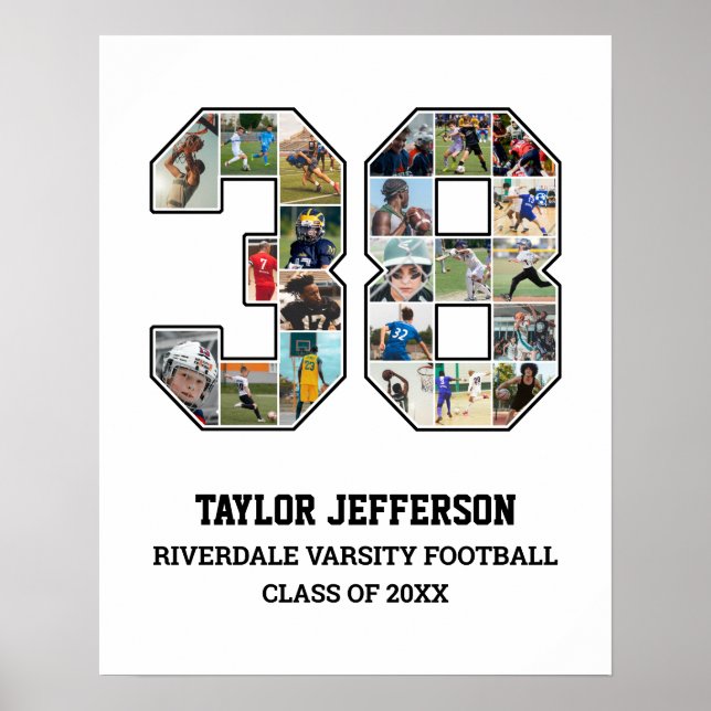 Spelarnummer 38 Senior Sports Team Photo Collage Poster (Framsidan)