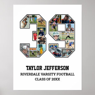 Spelarnummer 39 Senior Sports Team Photo Collage Poster