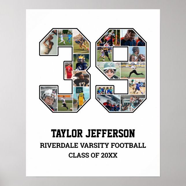 Spelarnummer 39 Senior Sports Team Photo Collage Poster (Framsidan)