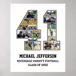 Spelarnummer 41 Senior Sports Team Photo Collage Poster