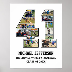 Spelarnummer 41 Senior Sports Team Photo Collage Poster