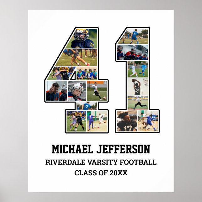 Spelarnummer 41 Senior Sports Team Photo Collage Poster (Framsidan)