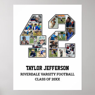 Spelarnummer 42 Senior Sports Team Photo Collage Poster