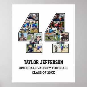 Spelarnummer 44 Senior Sports Team Photo Collage Poster