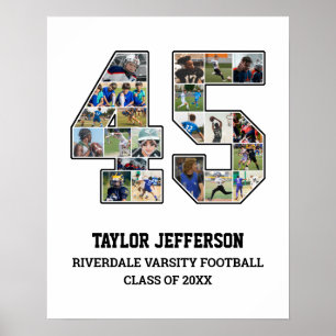 Spelarnummer 45 Senior Sports Team Photo Collage Poster