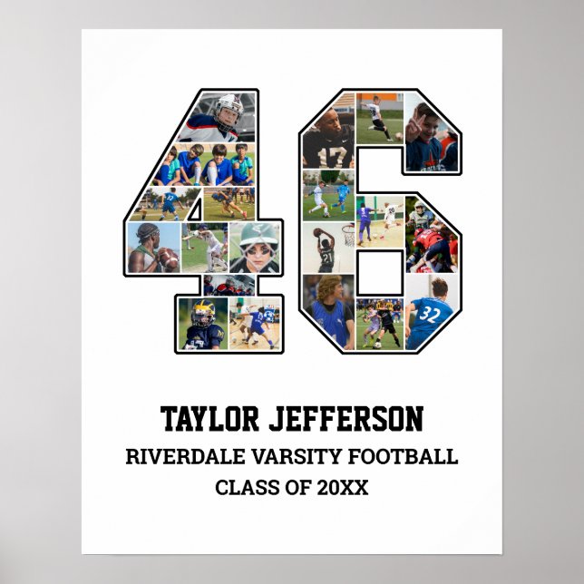 Spelarnummer 46 Senior Sports Team Photo Collage Poster (Framsidan)