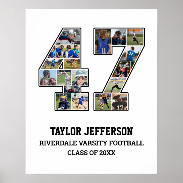 Spelarnummer 47 Senior Sports Team Photo Collage Poster (Framsidan)