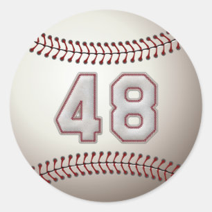 Spelarnummer 48 - Coola Baseball Stitches Runt Klistermärke