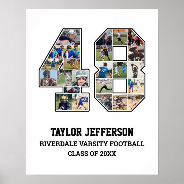Spelarnummer 48 Senior Sports Team Photo Collage Poster (Framsidan)