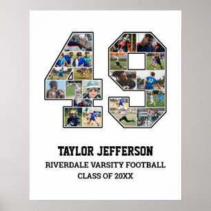 Spelarnummer 49 Senior Sports Team Photo Collage Poster