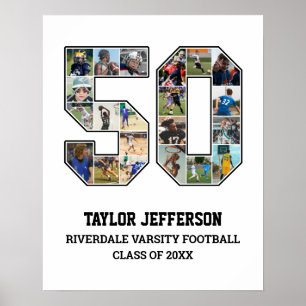 Spelarnummer 50 Senior Sports Team Photo Collage Poster
