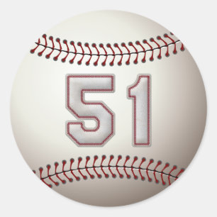 Spelarnummer 51 - Coola Baseball Stitches Runt Klistermärke