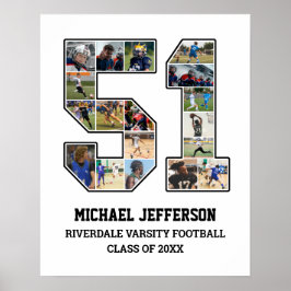 Spelarnummer 51 Senior Sports Team Photo Collage Poster
