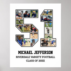 Spelarnummer 51 Senior Sports Team Photo Collage Poster