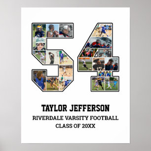 Spelarnummer 54 Senior Sports Team Photo Collage Poster