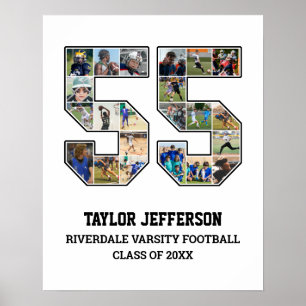 Spelarnummer 55 Senior Sports Team Photo Collage Poster