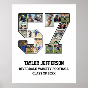 Spelarnummer 57 Senior Sports Team Photo Collage Poster