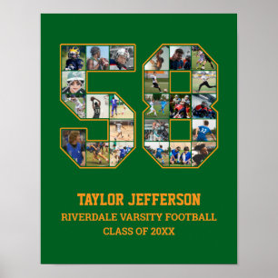 Spelarnummer 58 Senior Sports Team Photo Collage Poster
