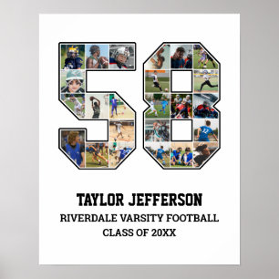 Spelarnummer 58 Senior Sports Team Photo Collage Poster