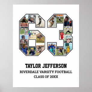 Spelarnummer 63 Senior Sports Team Photo Collage Poster