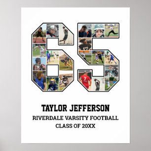 Spelarnummer 65 Senior Sports Team Photo Collage Poster
