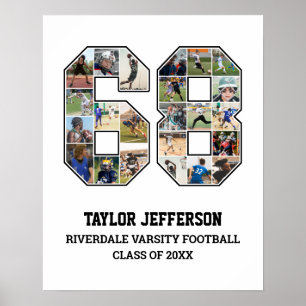 Spelarnummer 68 Senior Sports Team Photo Collage Poster