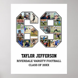 Spelarnummer 69 Senior Sports Team Photo Collage Poster