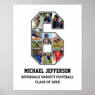 Spelarnummer 6 Senior Sports Team Photo Collage Poster