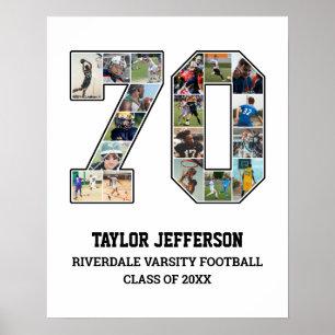 Spelarnummer 70 Senior Sports Team Photo Collage Poster