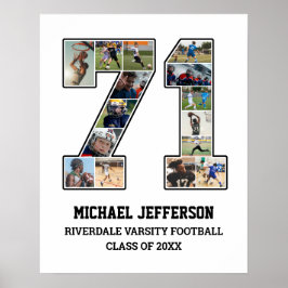 Spelarnummer 71 Senior Sports Team Photo Collage Poster