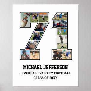 Spelarnummer 71 Senior Sports Team Photo Collage Poster