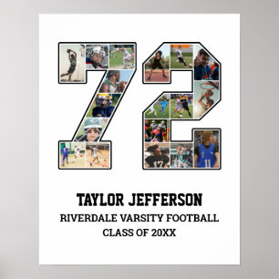Spelarnummer 72 Senior Sports Team Photo Collage Poster