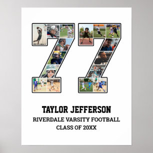 Spelarnummer 77 Senior Sports Team Photo Collage Poster