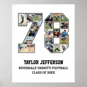 Spelarnummer 78 Senior Sports Team Photo Collage Poster