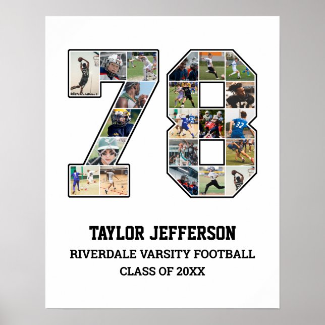 Spelarnummer 78 Senior Sports Team Photo Collage Poster (Framsidan)