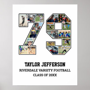 Spelarnummer 79 Senior Sports Team Photo Collage Poster