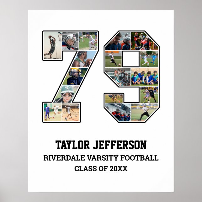 Spelarnummer 79 Senior Sports Team Photo Collage Poster (Framsidan)