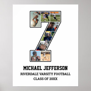 Spelarnummer 7 Senior Sports Team Photo Collage Poster