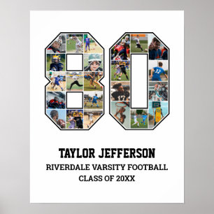 Spelarnummer 80 Senior Sports Team Photo Collage Poster