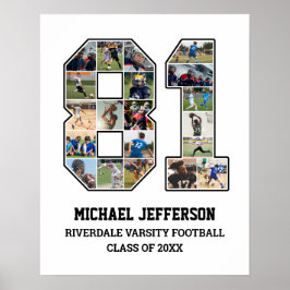 Spelarnummer 81 Senior Sports Team Photo Collage Poster