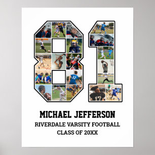 Spelarnummer 81 Senior Sports Team Photo Collage Poster