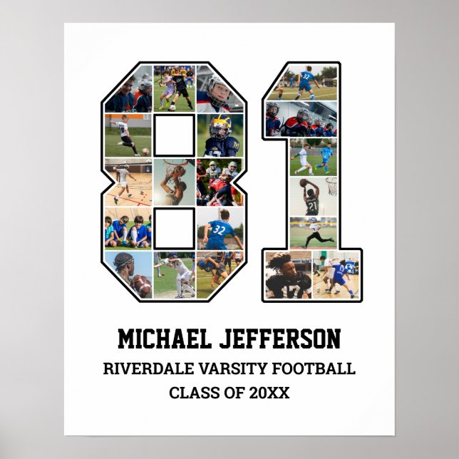 Spelarnummer 81 Senior Sports Team Photo Collage Poster (Framsidan)