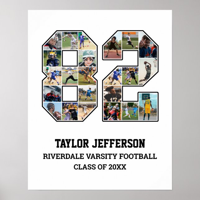 Spelarnummer 82 Senior Sports Team Photo Collage Poster (Framsidan)