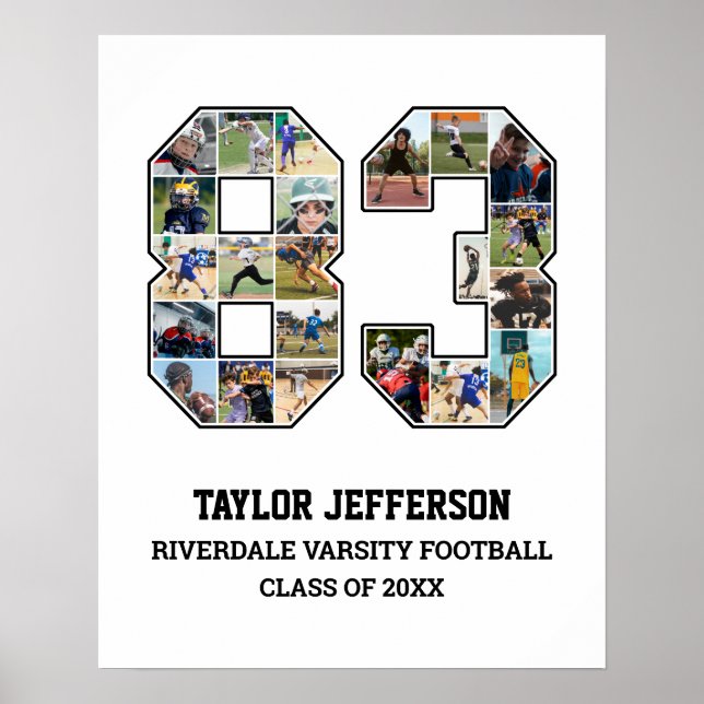 Spelarnummer 83 Senior Sports Team Photo Collage Poster (Framsidan)