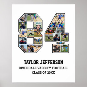 Spelarnummer 84 Senior Sports Team Photo Collage Poster