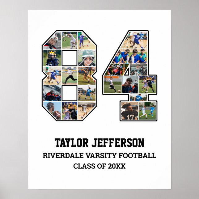 Spelarnummer 84 Senior Sports Team Photo Collage Poster (Framsidan)