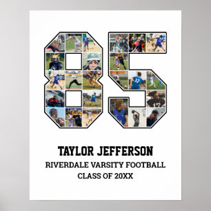 Spelarnummer 85 Senior Sports Team Photo Collage Poster